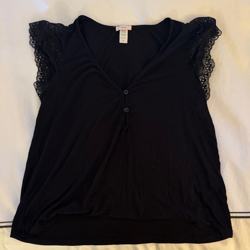 Eberjey Black Top with Lace Detail